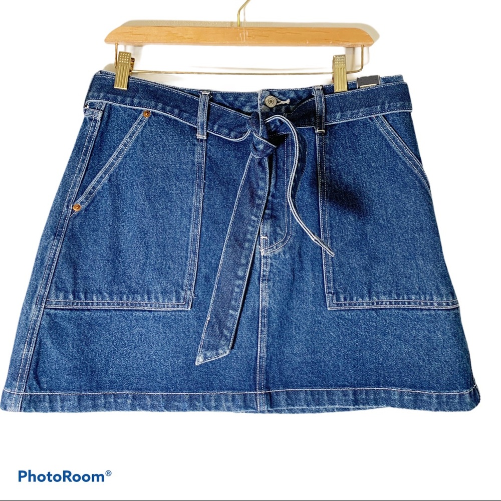 Abercrombie 31 or 12 jean denim skirt tie waist